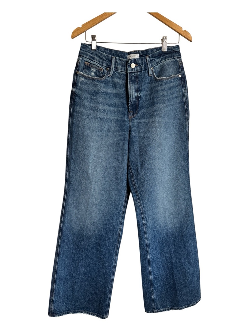 GOOD AMERICAN Good Skate Wide-Leg Jeans Medium Blue 28x34
